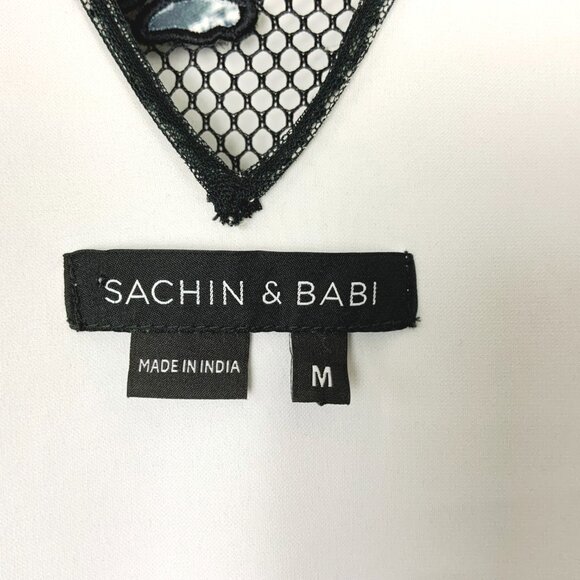 Sachin + Babi Black Mesh Sleeveless Top Abstract Patches & Sequins Medium - Picture 11 of 16